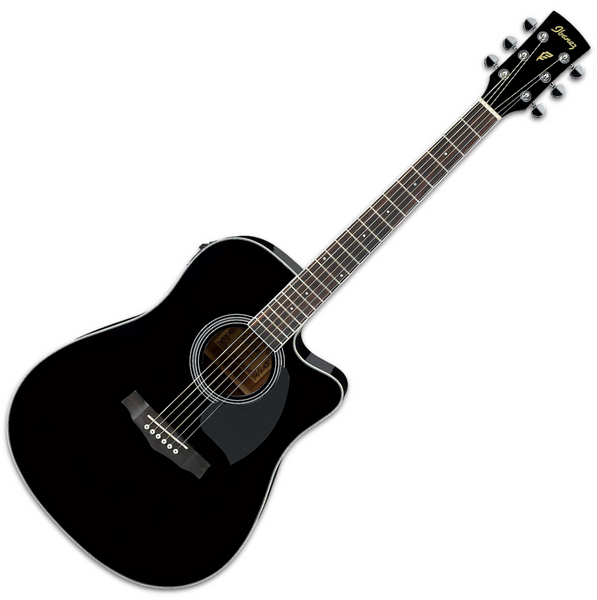 Ibanez Performance Dreadnought Cutaway Acoustic Electric in Black - PF15ECEBK