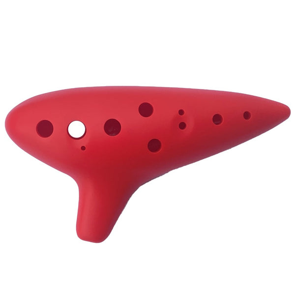 Zev 12 Hole Ocarina in Red w/Bag & Fingering Chart - OCARED