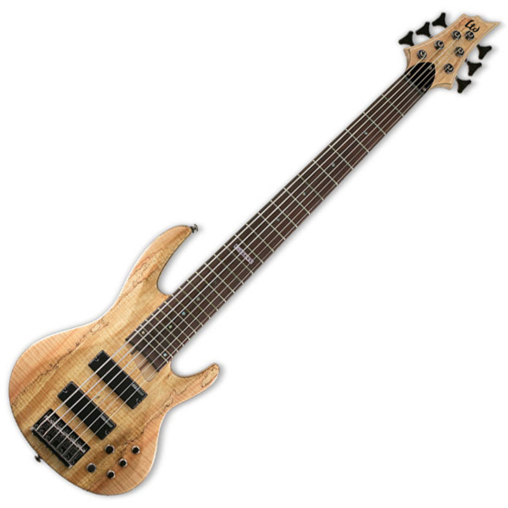 ESP LTD B Series 6 String Bass Guitar Spalted Maple in Natural Satin