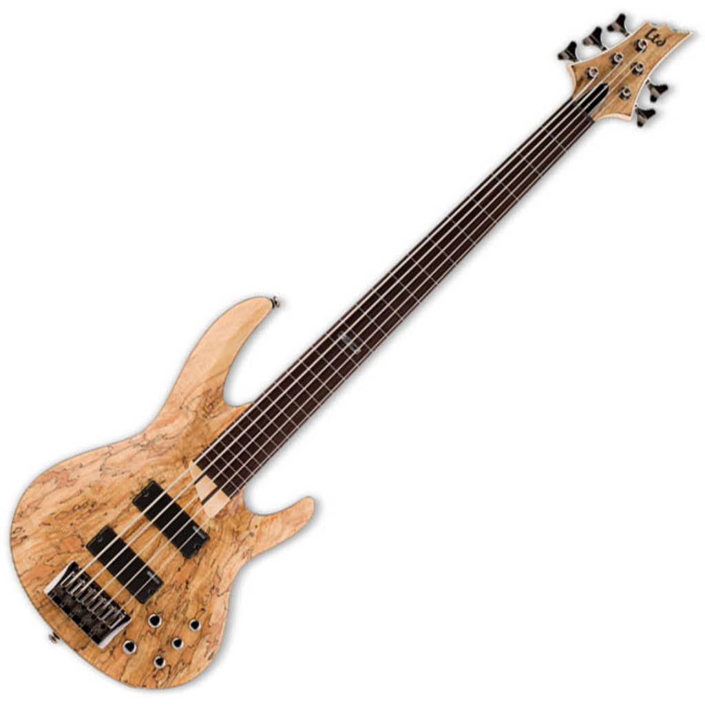 ESP LTD B Series 5 String Bass Guitar Spalted Maple in Natural Satin