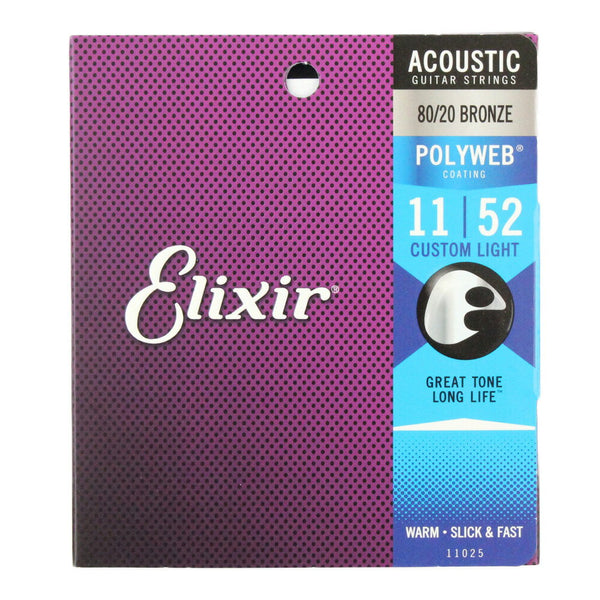 Elixir Custom Light Polyweb Acoustic Strings 80/20 Bronze 011-052 - 11025